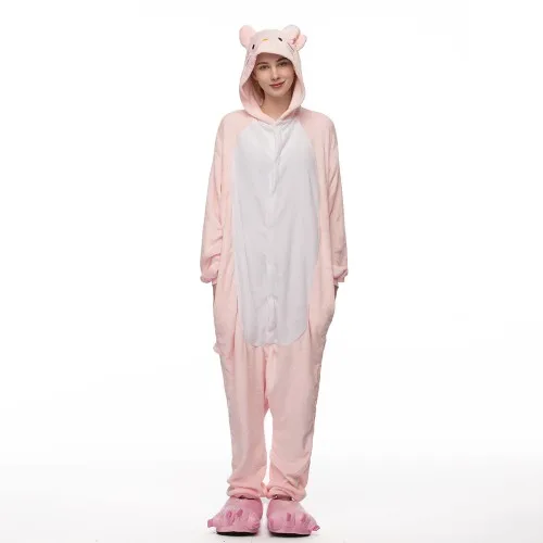 Pajamas Пижама в виде кота для взрослых, пижамы с рисунками животных, пижамы для женщин, зимние фланелевые пижамы - Цвет: Pajamas