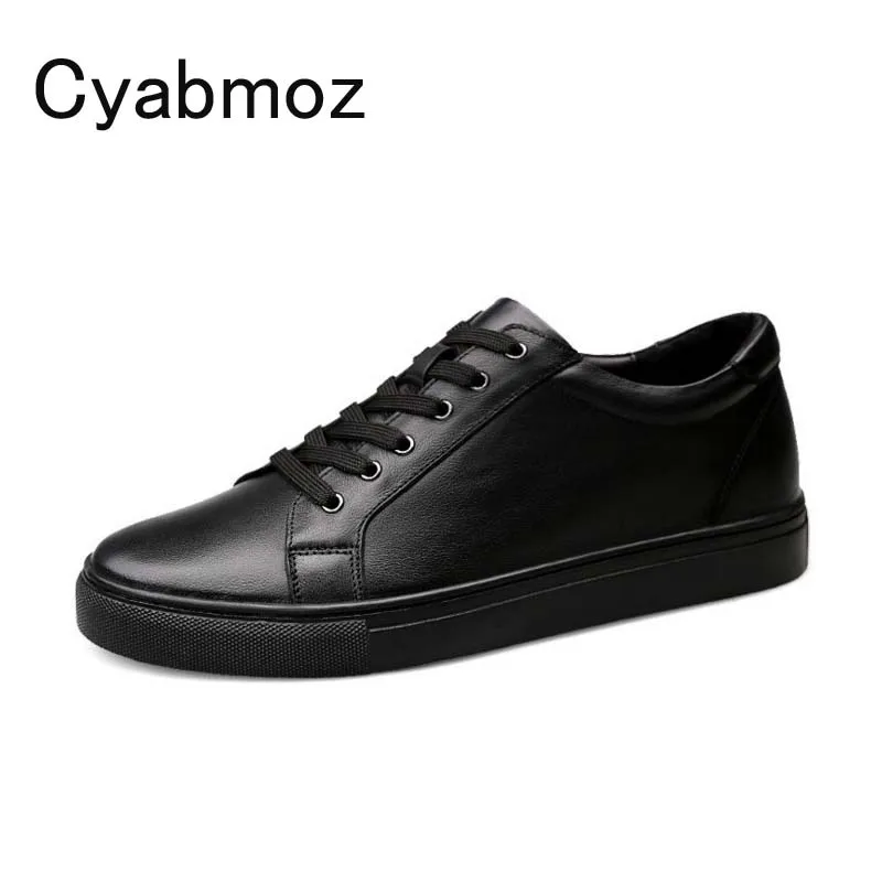 2018 New Arrival British Fashion Men Shoes Comfort Breathable Genuine Leather Casual Hidden Heel Shoes Lace-Up Height Increasing