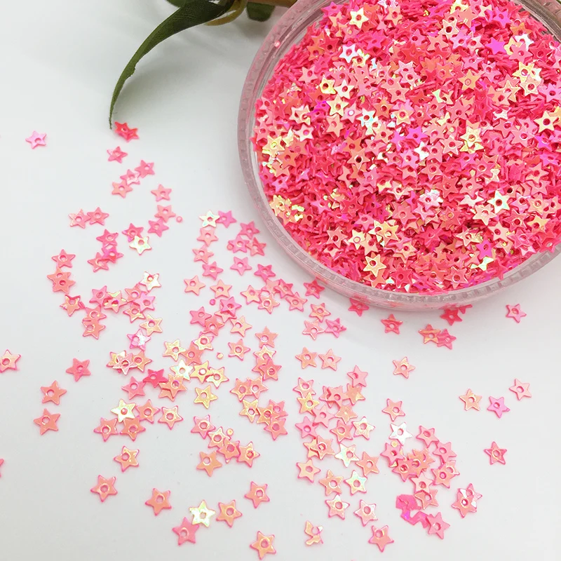 LNHOME 50 г/лот 3 мм розовые блестки AB в форме звезды маленькие с отверстиями виде