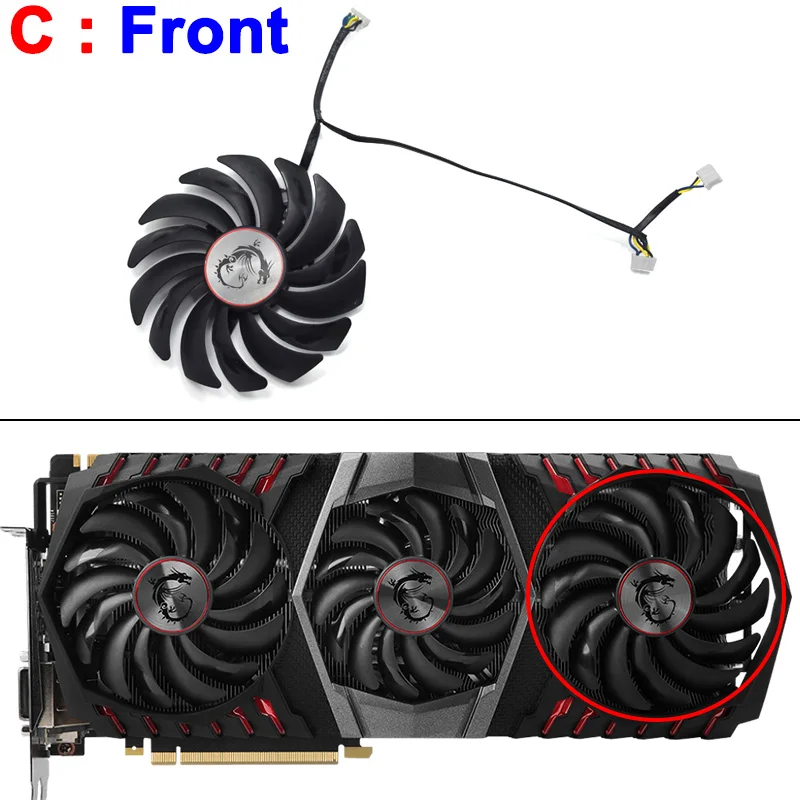 95 мм/85 мм кулер вентилятор Замена радиатора для MSI GEFORCE GTX 1080 TI GAMING X TRIO видеокарты Охлаждающие вентиляторы - Цвет лезвия: C PLD10010B12HH