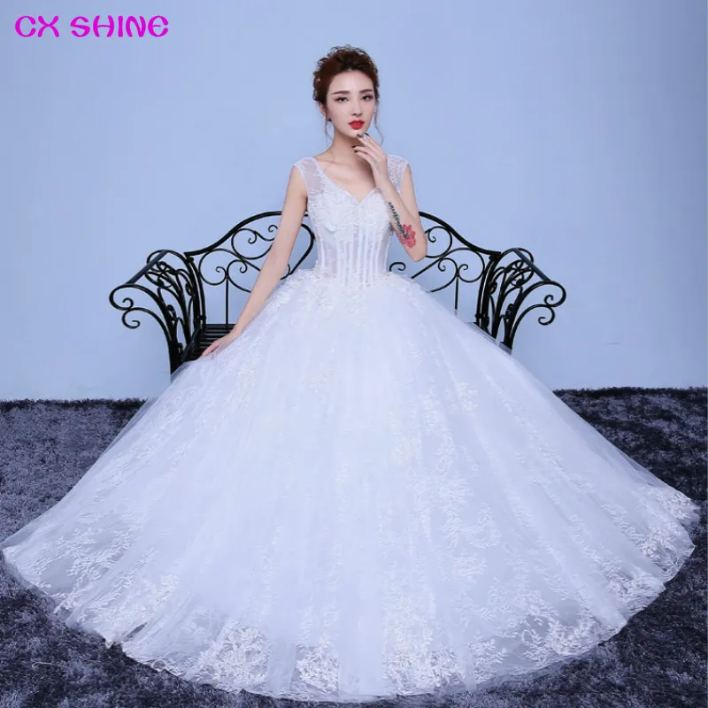 CX блеск пикантные кружевные цветы свадебные Dress ES невесты бальное платье bryllup