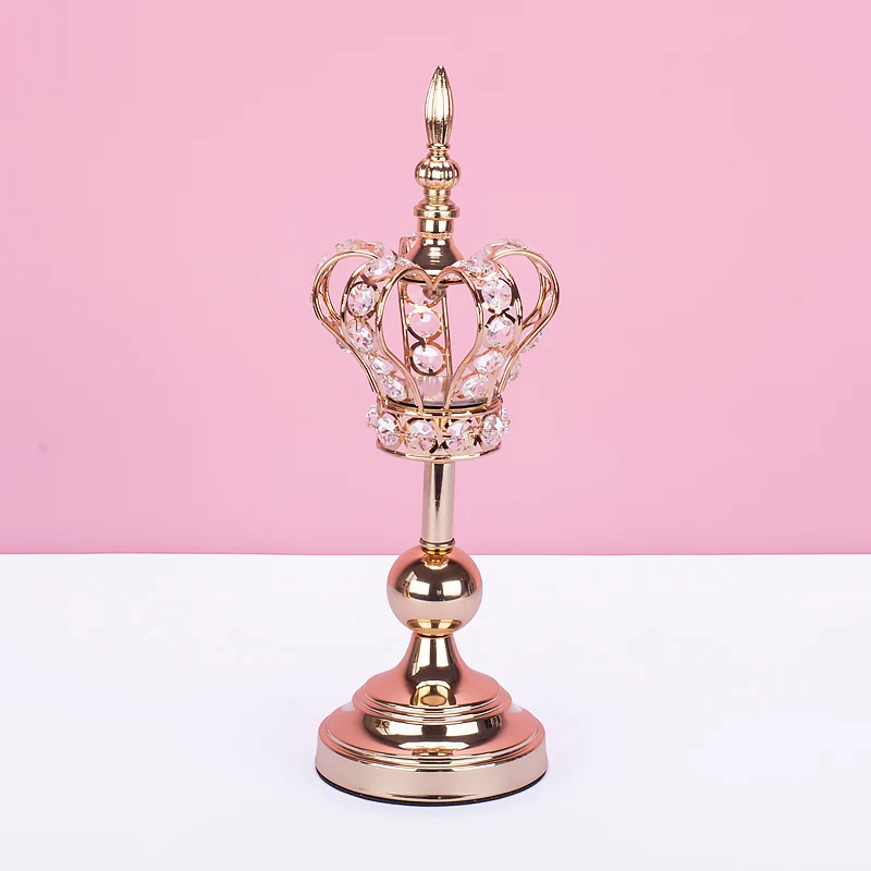 Gold 33 CM height Хрустальные подсвечники в форме золотой короны, модные свадебные изысканные подсвечники, вечерние подсвечники для украшения дома - Цвет: Gold 33 CM height