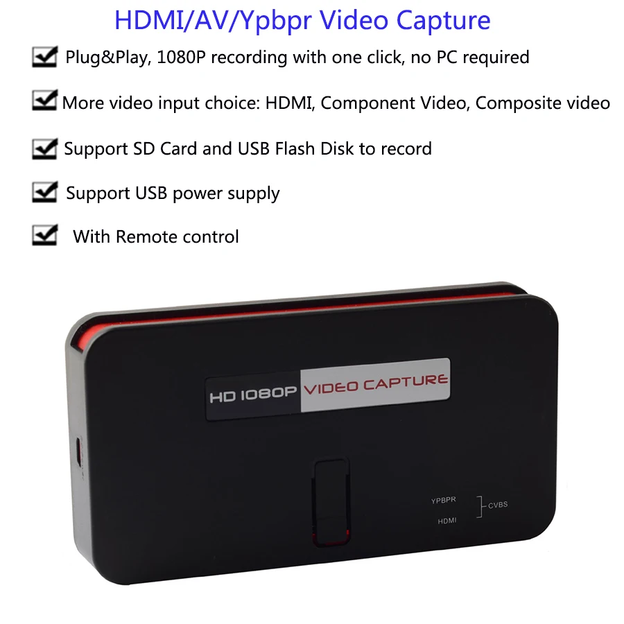 Ezcap 284 HDMI 1080P HD видеозахват с HDMI/AV/Ypbpr вход выход сохранить 1080P/720P видео в USB флэш