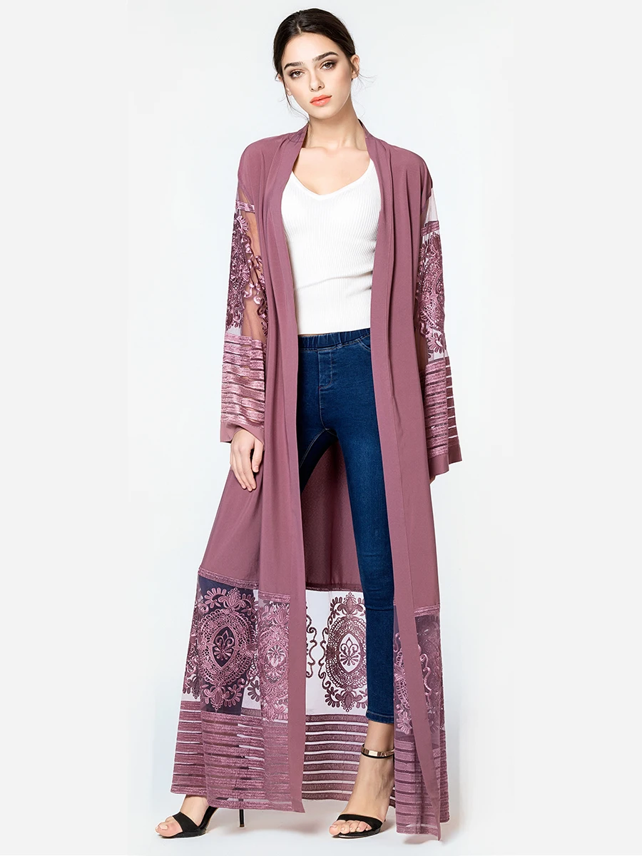 Импортные товары новые модели мусульманских женщин длинный кардиган с вышивкой