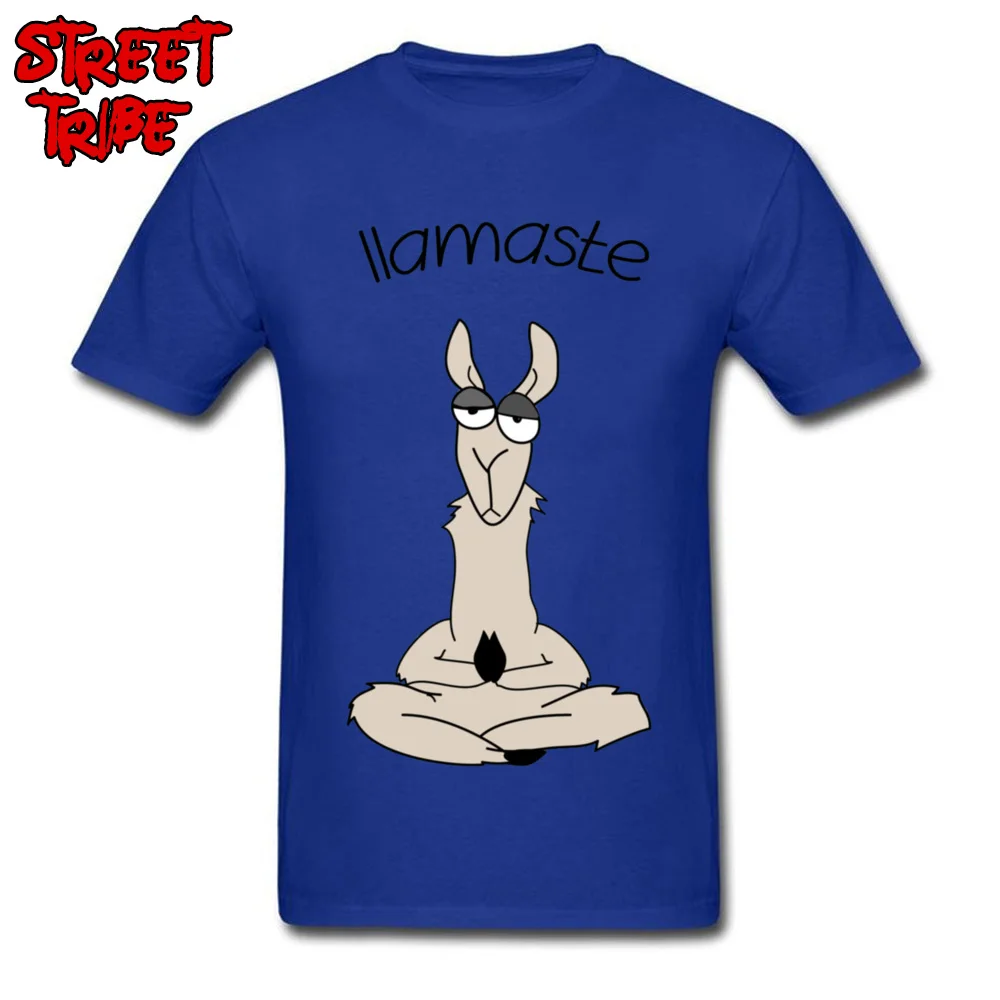 Llamaste Llama футболка Веселая Мужская футболка женская футболка с рисунком Намасте на заказ из хлопка высокого качества белые топы интересные футболки - Цвет: Blue