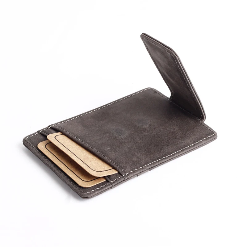 Мужской кошелек из натуральной кожи с зажимами для денег однотонный