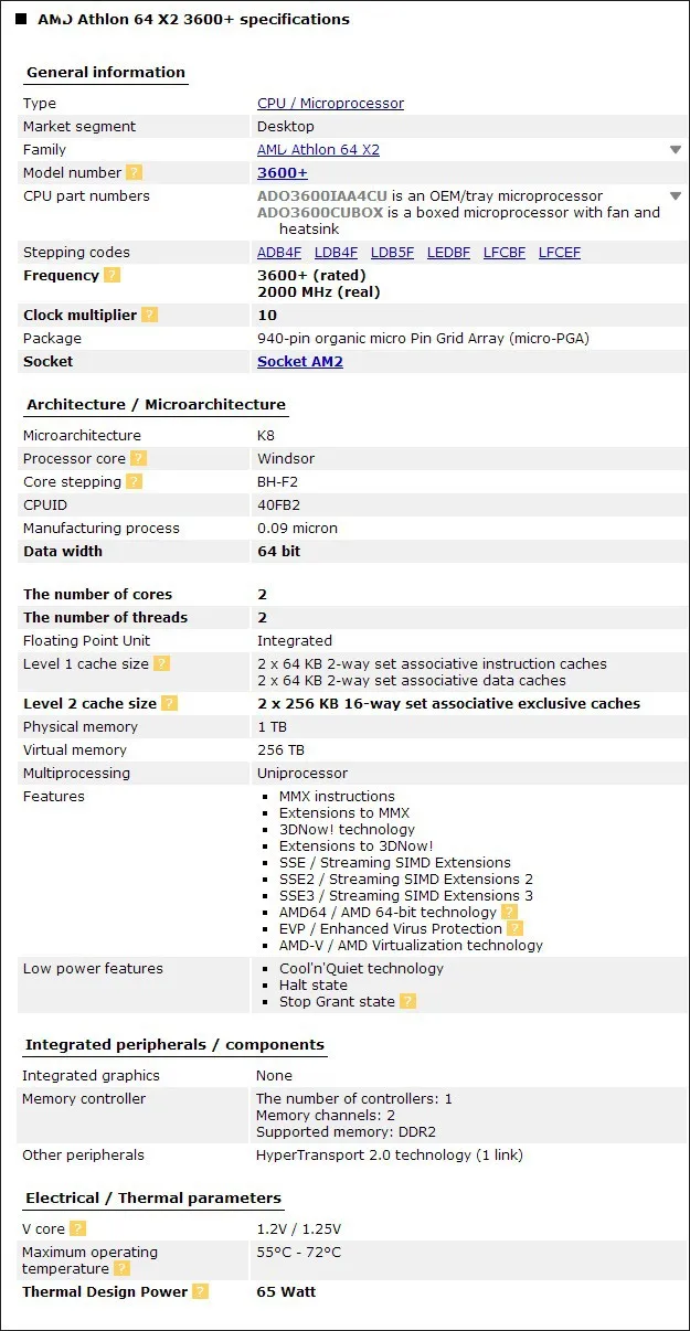 Процессор AMD Athlon 64X2 3600+ cpu(2,0 ГГц/1 м/1000 ГГц) Socket am2(Рабочая) 940 pin, X2 3800