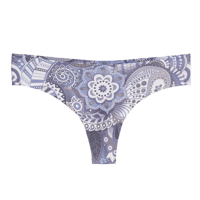 Сексуальные стринги с низкой талией цельные бесшовные трусы принтом для девочек