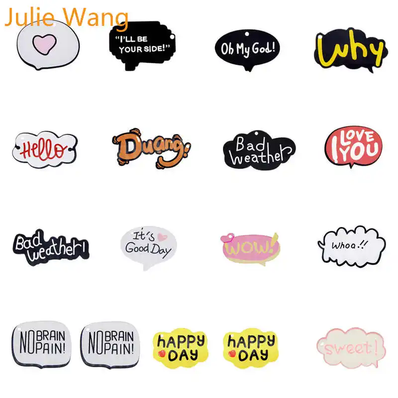 Джули Ван 4 шт. акриловые поздравления шармы в виде букв граффити Подвески