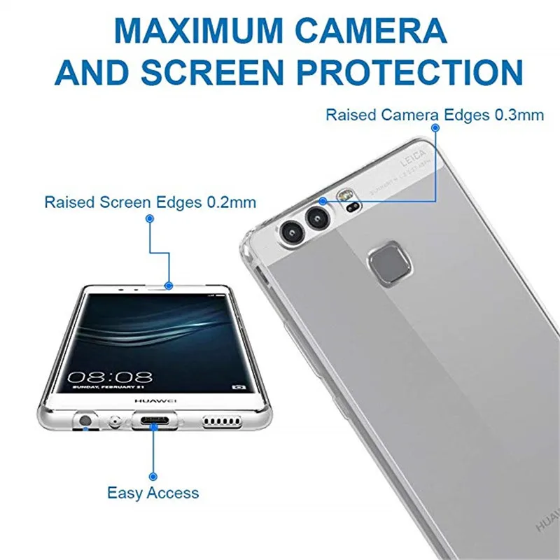 Мягкий прозрачный силиконовый чехол из ТПУ для Huawei Ascend P9 EVA-L09 EVA-L19 задняя крышка 5 2