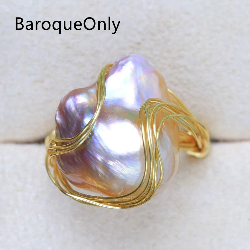 BaroqueOnly ручной работы несколько линий проволочные кольца с натуральный смешанный