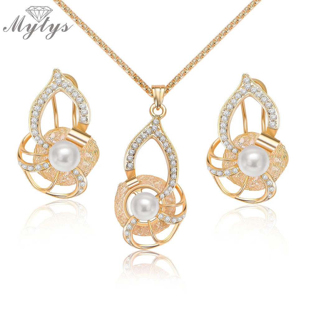 Новое поступление жемчужное и хрустальное ожерелье Mytys с кулоном серьги из