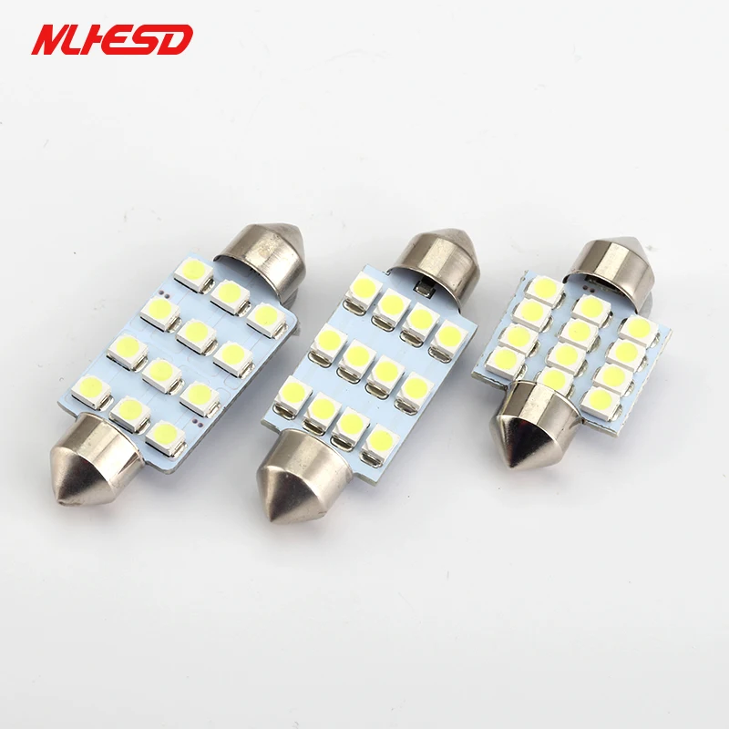 

100pcs/lot Festoon 12smd 1210 3528 c5w 31mm 36mm 39mm 41mm led Dome light led Indicator Light Bulb Lamp 12V 12LED