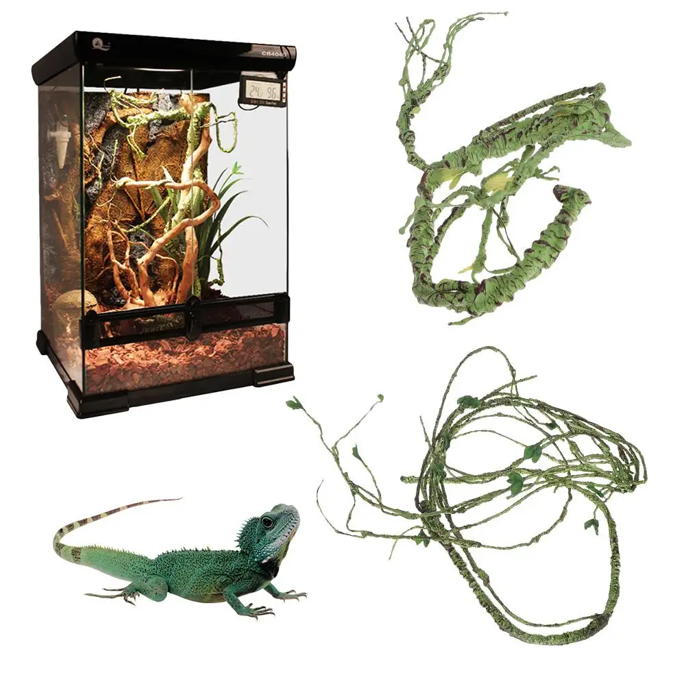 

Pet Habitat Decor Reptile Simulated Rattan Rainforest Collapsible Decoration Reptile Box PU Artificial Plant For Lizards Frogs