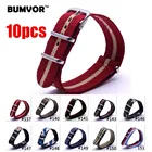 Новый 10 шт. Bond 007 армейский спортивный нейлоновый ремешок для часов Nato 16 18 20 22 24 мм черный синий ремень с пряжкой холст для ремешок для мужских часов