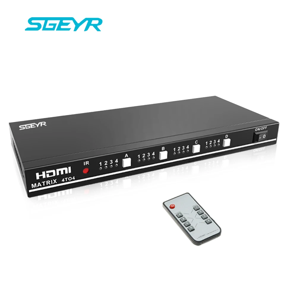 SGEYR HDMI матрица 4x4 HDMI коммутатор, переключатель 4 входа 4 выхода с ИК-пультом дистанционного управления и RS232 поддержка 1080P HD 3D