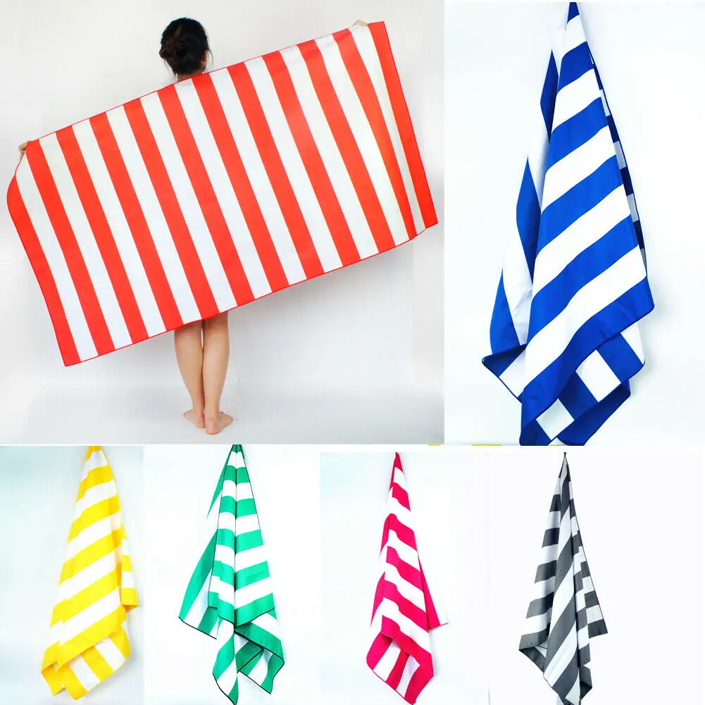 Летние быстросохнущие пляжные полотенца купальные прочная полосатая большая
