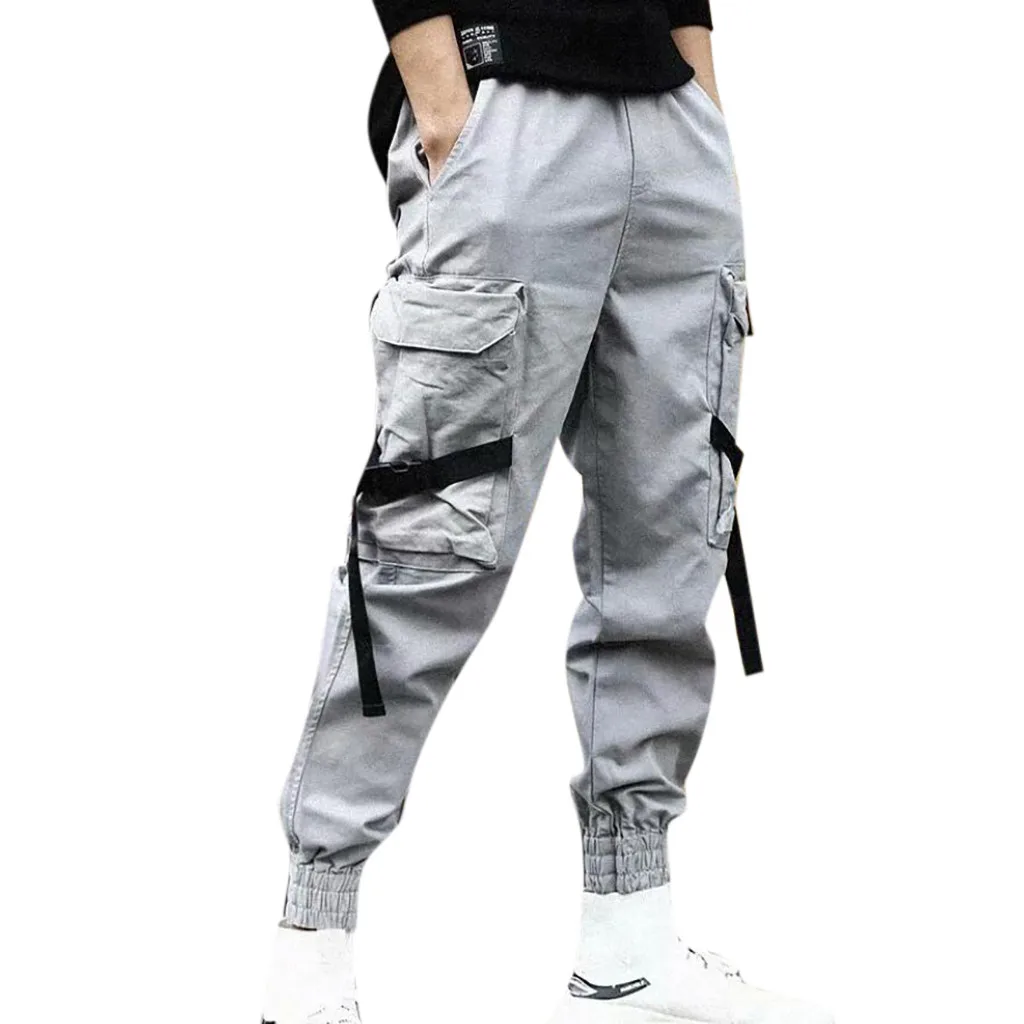 Gray KLV брюки модные брюки карго мужские летние новые стильные модные комбинезоны повседневные однотонные удобные брюки все сезоны 9530 - Цвет: Gray