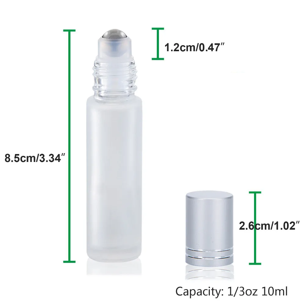 10ml Roller Bottles for Essential Oils 24 Pack Frosted Glass Roll on with Metal Balls Key Tool | Красота и здоровье