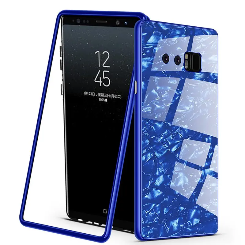 Покрытый магнитным 360 Защитный стеклянный мраморный чехол для samsung Galaxy S9 S8 S10 Plus Note 9 8 S7 Edge S10e с передней мягкой пленкой