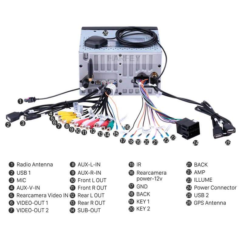 Harfey Универсальный Android 9 0 2Din gps Автомобиль Радио Стерео для NISSAN TOYOTA YARIS RAV4 VIOS QASHQAI