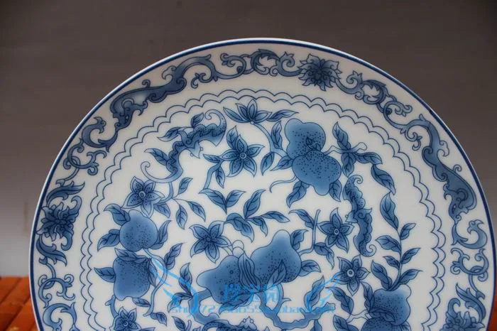 Антикварная фарфоровая синяя и белая искусственная персиковая тарелка Mantou sit