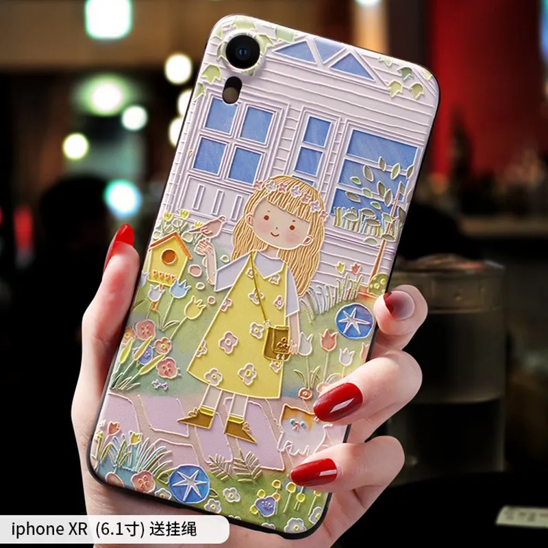 X милый чехол с рельефным рисунком для маленьких девочек Iphone XS MAX XR iphone 6 6s 7 8 plus |