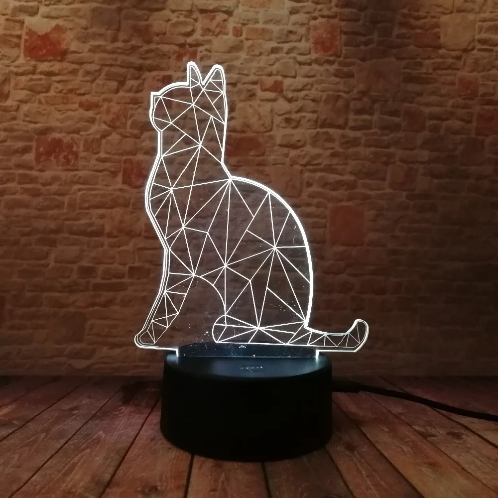 Горячая 3D Benumbed Cat 7 цветов меняющийся светодиодный ночной Светильник Иллюзия