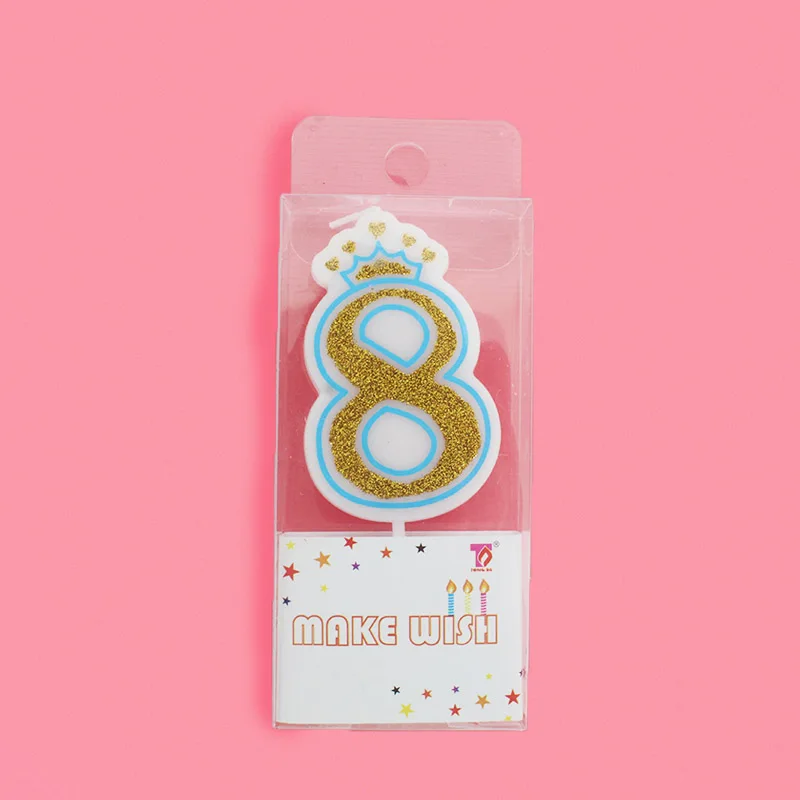 Crown Candles BL 8 1 шт., креативные розовые/синие свечи с короной для дня рождения и вечеринки, свечи с цифрами 0-9 для взрослых девочек и мальчиков, свечи для торта, кекса, Топпер, вечерние принадлежности - Цвет: Crown Candles BL 8