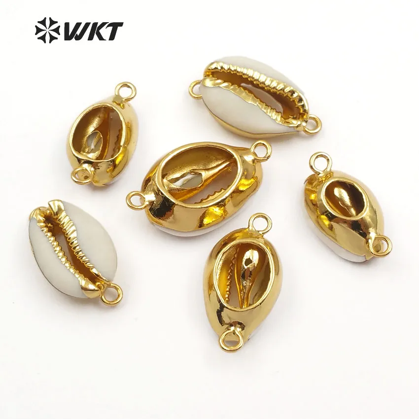 Подвески в виде ракушек с белой морской трубой и золотистыми краями для