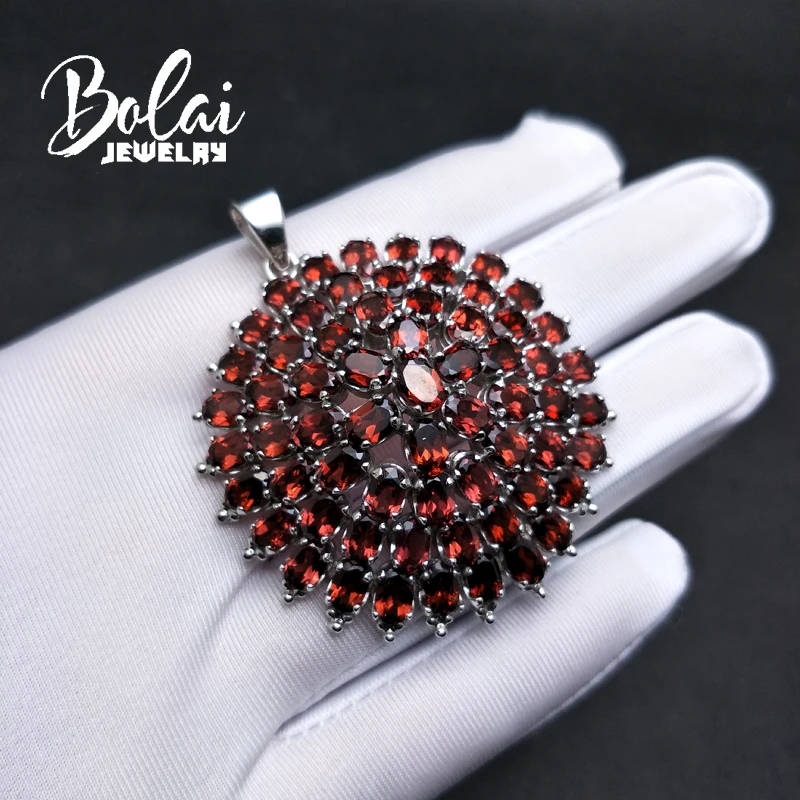 Bolaijewelry, роскошные вечерние подвески и ожерелья, натуральный красный гранат, серебро 925 пробы, хорошее ювелирное изделие, рождественский подарок