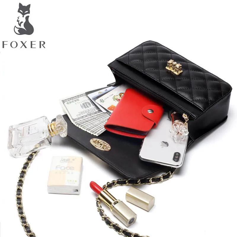 FOXER Роскошная модная Высококачественная сумка-мессенджер с цепочкой Женская 2019