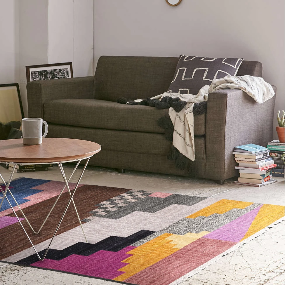 100% шерстяной ковер ручной работы индийский с геометрическим рисунком