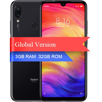 Black 3GB 32GB Глобальная версия Xiaomi Redmi Note 7 3 ГБ 32 Гб сяоми редми нот 7 cмартфон Snapdragon 660 4000 мАч QC 4,0 6," 48MP+ 5MP камера мобильный телефон - Цвет: Black 3GB 32GB