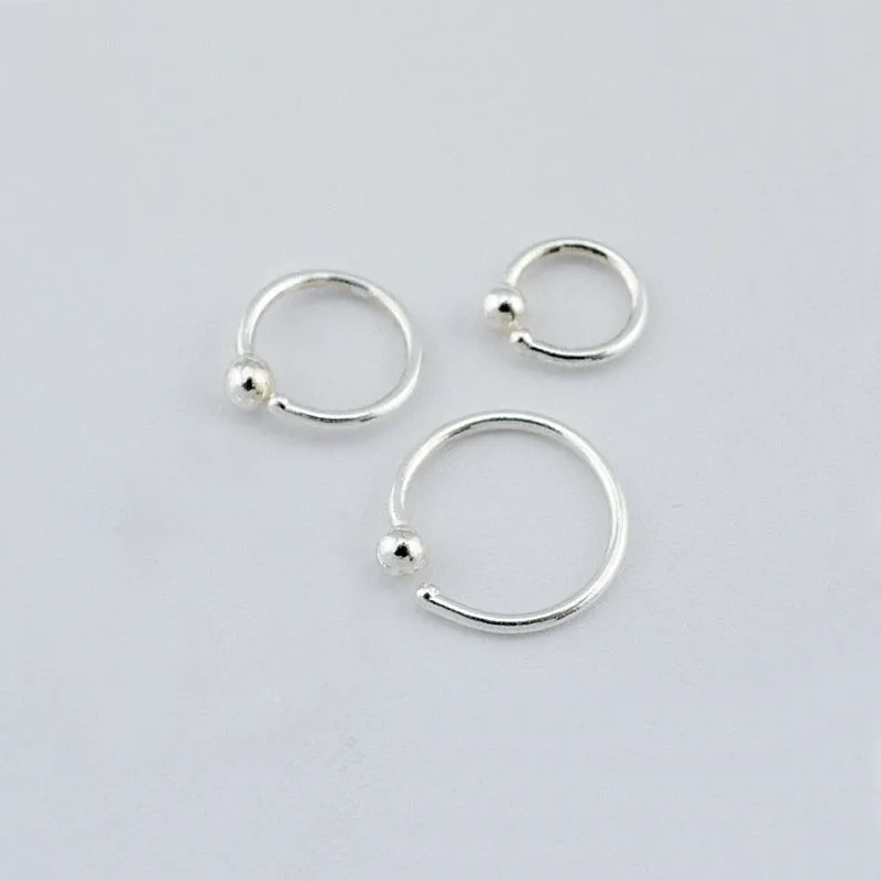Серьги из чистого серебра S925 пробы, овальный шар, одна петля, Круглый хрящ, серьги для женщин, мужчин, детей, девочек и мальчиков, 6 мм, 8 мм, 10 мм