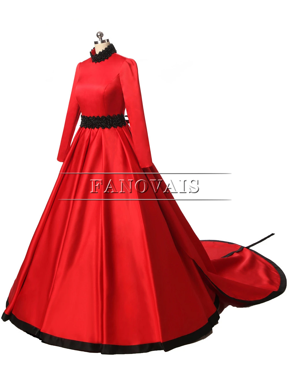 Real Photo Dubai Ball Gown Red Prom Dresses Long Sleeve High Neck Arabic Muslim Evening with Crystal Robe de Soiree PD24 | Свадьбы и