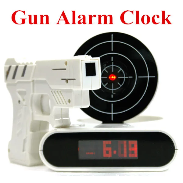Пистолет Будильник cool tech гаджет ЖК дисплей цифровой будильник Творческий дом