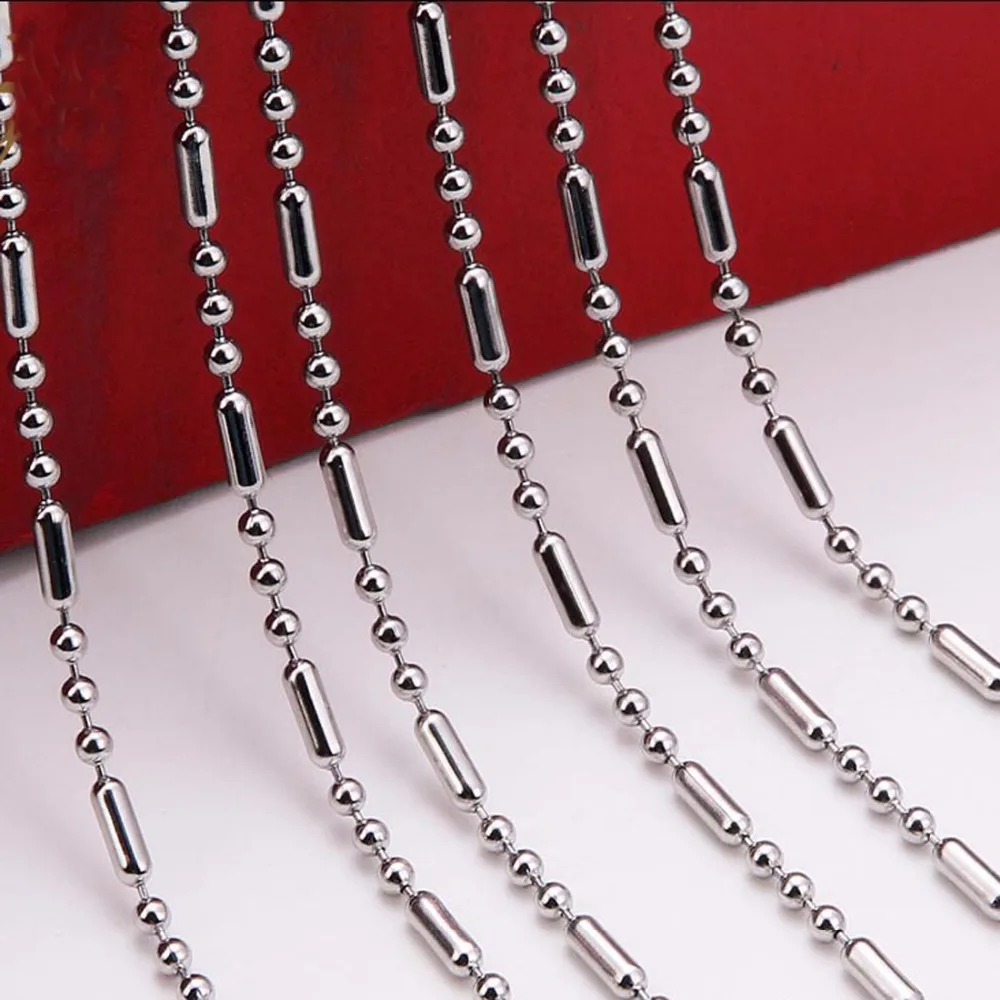 

10/20/50/100 Meters 1.5/2/2.4/3mm Wide 316L Stainless Steel New Style Beads Chain Jewelry Finding /Marking Chain Wholesale price