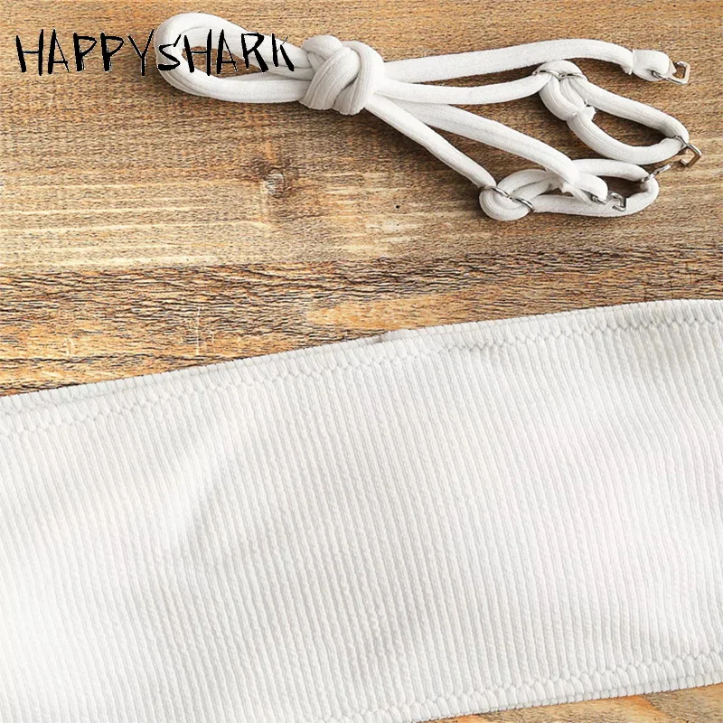 HAPPYSHARK новинка 2018 года бикини бандо женский купальник из ткани в полоску