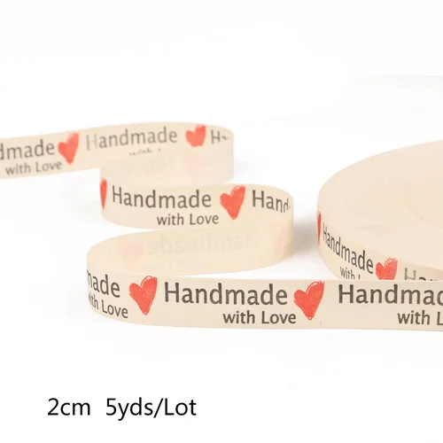 style 15 Хлопковая лента ручной работы с принтом «Hand made»; лента с буквенным принтом для упаковки подарков; вечерние платья; 5 ярдов - Цвет: style 15