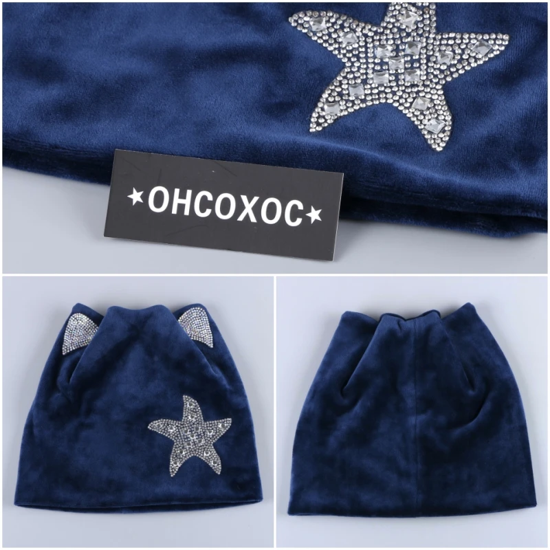 Женские модные шапочки Skullies DMC AAAA дизайн в форме звезды мягкий теплый хорошее качество для женщин и девочек прекрасный кот уха стиль зимняя шапка