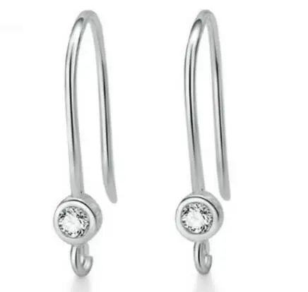 Platinum7 925 пробы Серебряный ушной крючок микро-инкрустированные циркониевые серьги-Крючки Позолоченные ручные DIY серьги аксессуары - Цвет: Platinum7