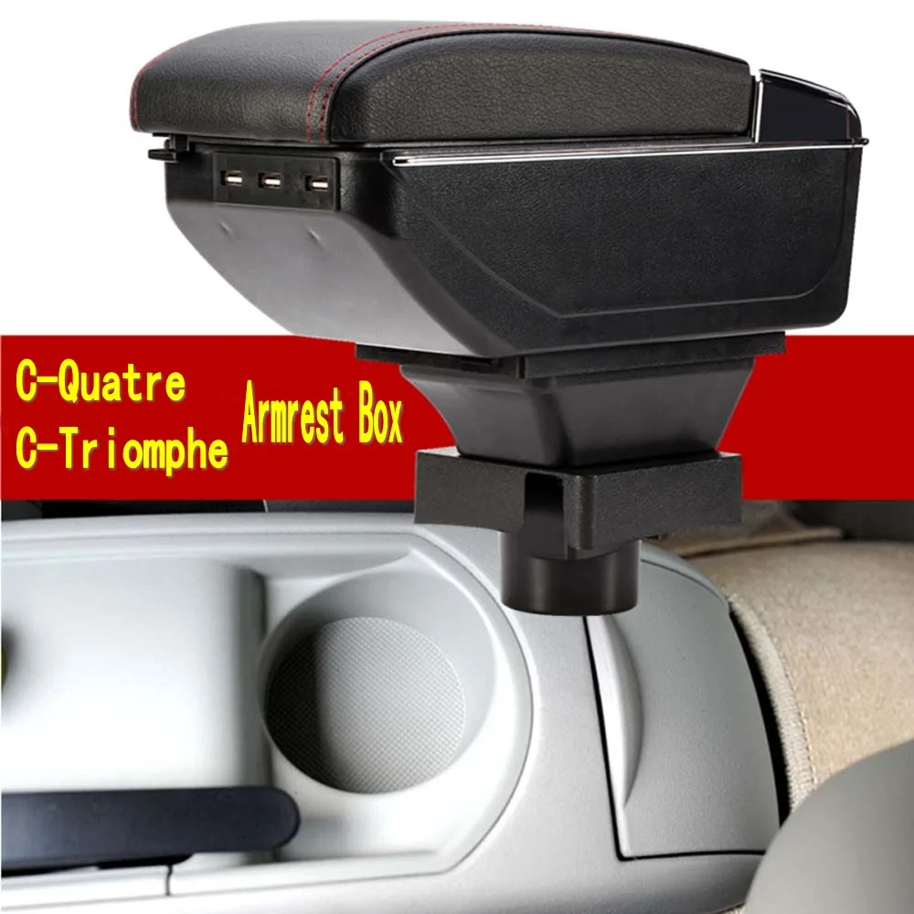 

Arm Elbow Rest For Citroen C4 Armrest Box Center Console Central Store Content with Cup Holder USB Interface