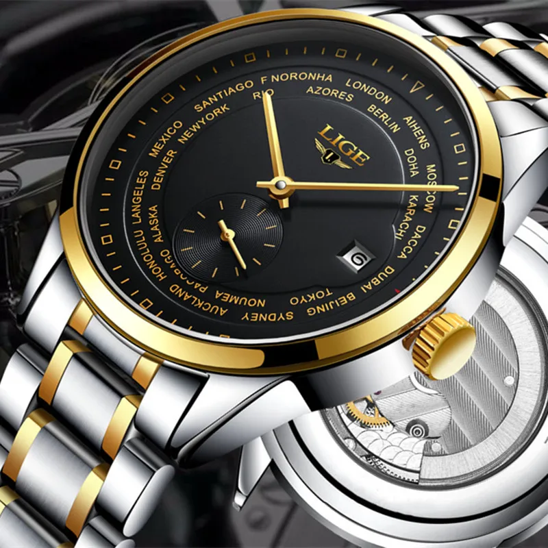 Отдых бизнес смотреть lige Мужская автоматические механические часы лучший бренд