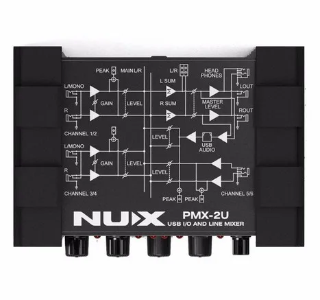 NUX PMX 2U линейный микшер консоли USB Sound консоль 6 входов 2 Выход s мастер регуляторы
