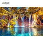 Laeacco Зеленая природная Гора водопад трава дерево обои Сцена фотография фон, фото-декорации фотосессия Фотостудия