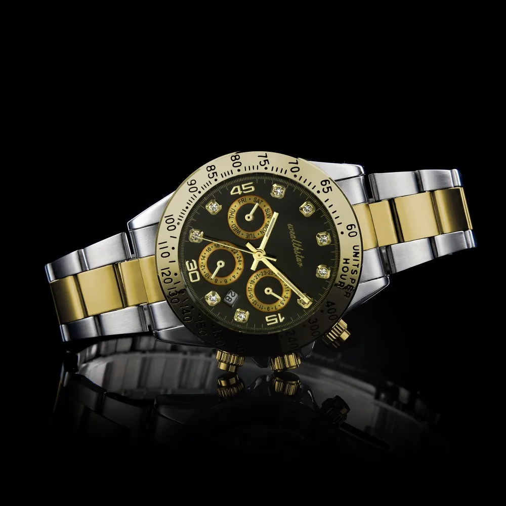 Wealthstar, люксовый бренд, нержавеющая сталь, часы daytona, мужские, модные, повседневные, бизнес, спортивные, GMT, мужские часы, для мужчин, для ролевых, в стиле милитари