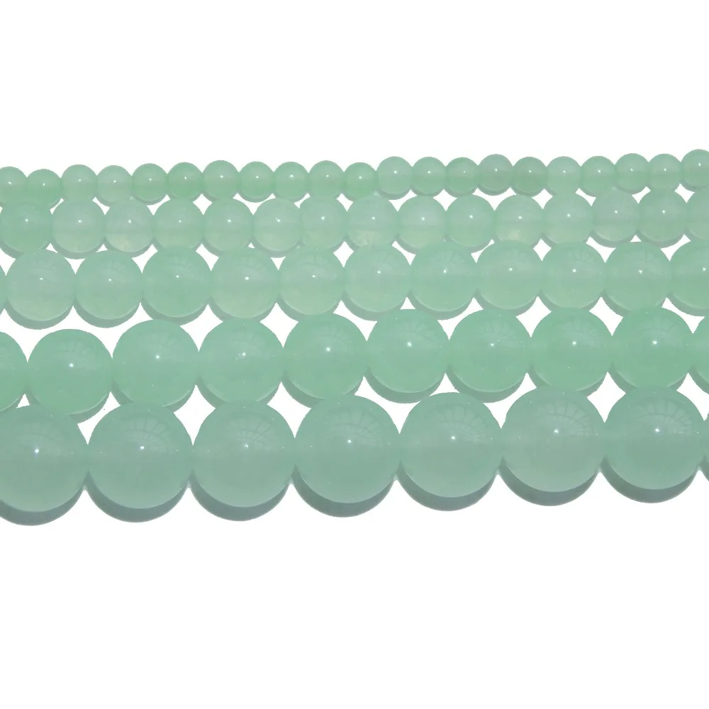 

Natural Stone Light Green Chalcedony Jades Round Beads 4 6 8 10 12 MM Pick Size For Jewelry Making DIY Bracelet Necklace