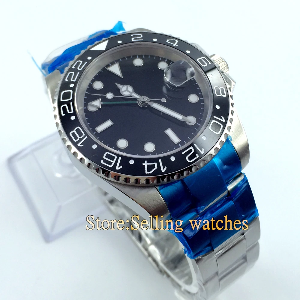 Parnis 40 мм керамический ободок GMT Часы с сапфировым стеклом|glass bottles flip top|glass double edging