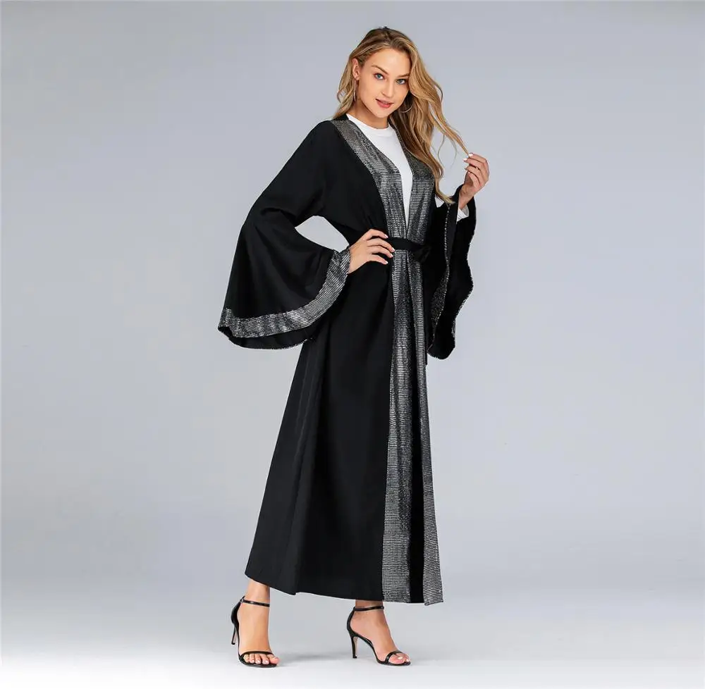 Luxurious Femme Kimono Kaftan Handstudded Robe Dubai Islam Muslim Hijab Dress Abayas Caftan Marocain Qatar Oman Turkey Clothing |